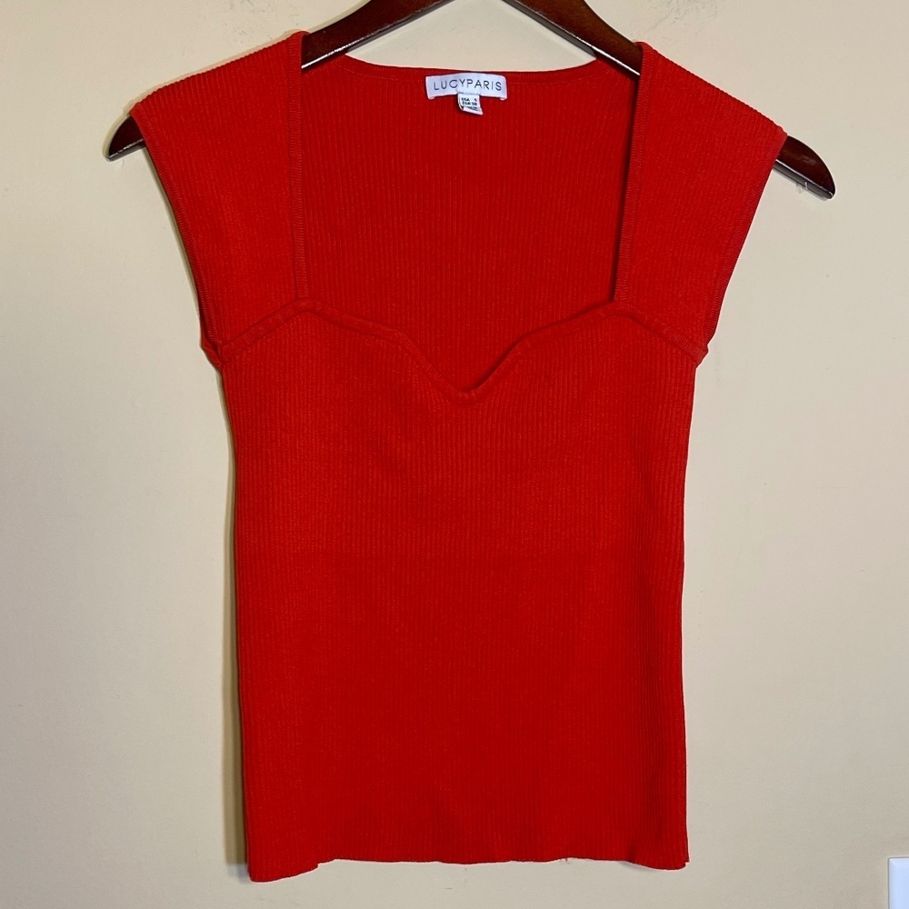 Lucy Paris Scarlet Ribbed Top